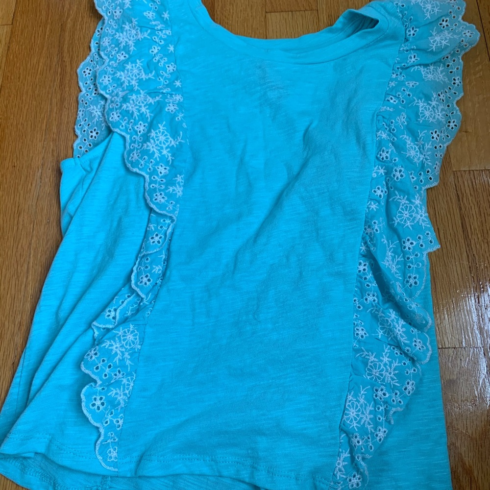 Chute teal day ruffled flower tank